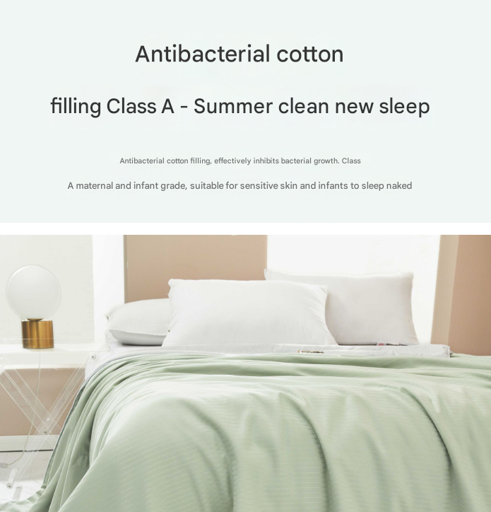 Beige Breathable Cotton Summer Quilt - Lightweight Cooling Blanket for Air-Conditioned Rooms, image 2