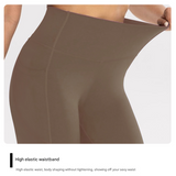 L Black High-Waist Seamless Yoga Leggings with Pockets - Ultra Soft & Quick-Dry Workout Tights - Side View