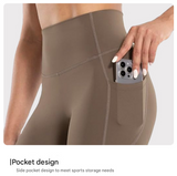 L Black High-Waist Seamless Yoga Leggings with Pockets - Ultra Soft & Quick-Dry Workout Tights - Top-Down View