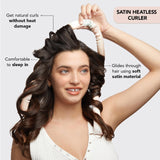 2 Pcs Light Orange Satin Heatless Hair Curling Rod Set for Sleep-In Styling | No Heat Damage | Tie-Dye Design - 45-Degree Angle