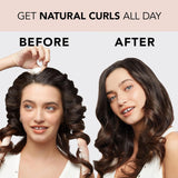 2 Pcs Blue And Pink Smudge Satin Heatless Hair Curling Rod Set for Sleep-In Styling | No Heat Damage | Tie-Dye Design - Front View