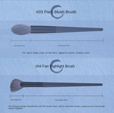 Gray purple 12-Piece Professional Makeup Brush Set with Cosmetic Bag - Premium Synthetic Fiber, Wooden Handle, Aluminum Tube - 45-Degree Angle