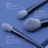 Gray 12-Piece Professional Makeup Brush Set with Cosmetic Bag - Premium Synthetic Fiber, Wooden Handle, Aluminum Tube - Front View