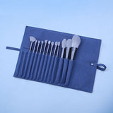 Beige 11-Piece Professional Makeup Brush Set with Cosmetic Bag - Premium Synthetic Fiber, Wooden Handle, Aluminum Tube