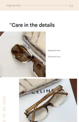 Brown Lenses With Brown Edges Trendy Curved Sunglasses - Cat Eye Design UV Protection Stylish Glare-Blocking Shades - Top-Down View