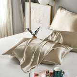 Champagne Gold Luxury Double-Sided Satin Silk Pillowcase ??Summer Cooling Polyester Pillow Cover Set(Without Pillow Core)
