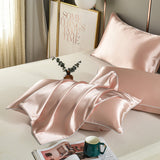 Pink Luxury Double-Sided Satin Silk Pillowcase - Summer Cooling Polyester Pillow Cover Set(Without Pillow Core)