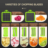 Black and white 14-Piece Multifunctional Vegetable Chopper and Slicer Set - Kitchen Cutting and Grating Tool - Side View