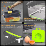 Black and white 14-Piece Multifunctional Vegetable Chopper and Slicer Set - Kitchen Cutting and Grating Tool - Top-Down View