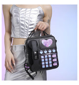 Black Sweet Girl Creative Crossbody Bag with Telephone Design, PU Material, Lightweight and Unique - Close-Up Angle