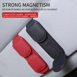 2 Pcs Off White Magnetic Leather Car Sunglasses Clip - Dual-Use Multifunctional Card Holder, Premium Cowhide - Side View