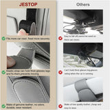 2 Pcs Off White Magnetic Leather Car Sunglasses Clip - Dual-Use Multifunctional Card Holder, Premium Cowhide - Rear View