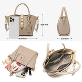 Beige Genuine Leather Women's Handbag - Stylish Bucket Bag with Top Handle and Crossbody Strap - Front View