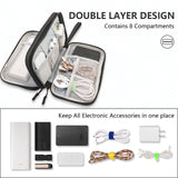 Black Portable Digital Organizer Bag – Multifunctional Storage for Power Banks, Cables, and Accessories(Photography Props Not Included) - Front View
