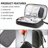 Black Portable Digital Organizer Bag – Multifunctional Storage for Power Banks, Cables, and Accessories(Photography Props Not Included) - Top-Down View