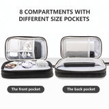 Black Portable Digital Organizer Bag – Multifunctional Storage for Power Banks, Cables, and Accessories(Photography Props Not Included) - 45-Degree Angle