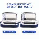Dark Blue Portable Digital Organizer Bag - Multifunctional Storage for Power Banks, Cables, and Accessories(Photography Props Not Included) - Top-Down View