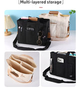 White Large Capacity Multi-Compartment Tote Bag - Stylish and Versatile for Women, Ideal for Organizing Essentials or as a Mommy Bag(Photography props not included) - Side View