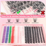 600 Eyelashes Set DIY Lash Clusters Kit - High-Capacity 4 Styles with Black and Colorful Lashes - Front View