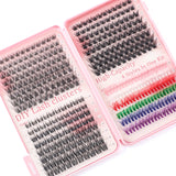 600 Eyelashes Set DIY Lash Clusters Kit - High-Capacity 4 Styles with Black and Colorful Lashes - Top-Down View