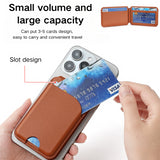 Brown MagSafe Magnetic Wallet with Stand - PU Leather Card Holder for iPhone - Side View