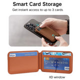 Brown MagSafe Magnetic Wallet with Stand - PU Leather Card Holder for iPhone - Top-Down View