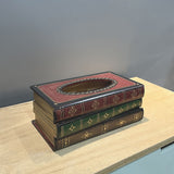 1 piece Dark Red Vintage Wooden Tissue Box - Creative Book-Shaped Tissue Holder for Home and Restaurant