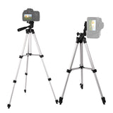 Black Aluminum Alloy Camera and Phone Tripod - Adjustable Lightweight Stand(Tripod + Small Live Broadcast Clip) - Front View