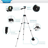 Black Aluminum Alloy Camera and Phone Tripod - Adjustable Lightweight Stand(Tripod + Small Live Broadcast Clip) - Side View