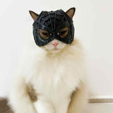Size S Black DIY 3D Printed Spider-Man Cat Mask - Mini Decorative Half-Face Mask for Pets - Front View