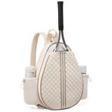 Beige Lightweight Waterproof Tennis Racket Backpack - Multifunction Sling and Backpack for Men and Women(The water cup racket is a shooting prop and