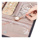 Black Portable Travel Jewelry Organizer Roll - Foldable Jewelry Storage Pouch for Earrings, Rings, and Necklaces(Jewellery is a shooting prop and is not included) - Top-Down View