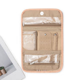 Black Portable Travel Jewelry Organizer Roll - Foldable Jewelry Storage Pouch for Earrings, Rings, and Necklaces(Jewellery is a shooting prop and is not included) - Low Angle