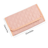 Pink Portable Travel Jewelry Organizer Roll - Foldable Jewelry Storage Pouch for Earrings, Rings, and Necklaces(Jewellery is a shooting prop and is not included) - Front View