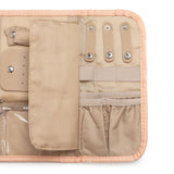 Pink Portable Travel Jewelry Organizer Roll - Foldable Jewelry Storage Pouch for Earrings, Rings, and Necklaces(Jewellery is a shooting prop and is not included) - 45-Degree Angle