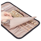 Pink Portable Travel Jewelry Organizer Roll - Foldable Jewelry Storage Pouch for Earrings, Rings, and Necklaces(Jewellery is a shooting prop and is not included) - Close-Up Angle