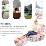 (Pink Graffiti)Portable Inflatable Sofa Chair with Ottoman - Waterproof Flocked Lazy Sofa for Camping and Home Use - Front View