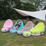 (Pink Graffiti)Portable Inflatable Sofa Chair with Ottoman - Waterproof Flocked Lazy Sofa for Camping and Home Use - Side View