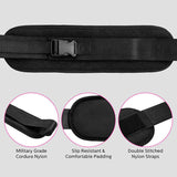 Black Portable Hip Thrust and Glute Training Belt - Adjustable Weightlifting Support Strap(Dumbbells not included) - Front View
