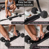 Black Portable Hip Thrust and Glute Training Belt - Adjustable Weightlifting Support Strap(Dumbbells not included) - 45-Degree Angle