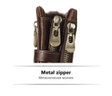 Brown Genuine Leather Tri-Fold Wallet - Fashionable Multi-Card Men's and Women's Wallet