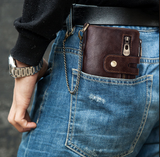 Brown Genuine Leather Tri-Fold Wallet - Fashionable Multi-Card Men's and Women's Wallet - Rear View