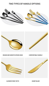 Red And Gold Patchwork Colours 410 Stainless Steel 16-Piece Flatware Set - Elegant Dinnerware with Knife Fork Spoon for 4 People