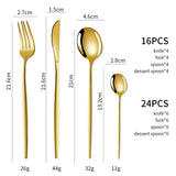 Pink And Gold Patchwork Colours 410 Stainless Steel 16-Piece Flatware Set - Elegant Dinnerware with Knife Fork Spoon for 4 People - Front View