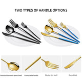 Pink And Gold Patchwork Colours 410 Stainless Steel 16-Piece Flatware Set - Elegant Dinnerware with Knife Fork Spoon for 4 People - Side View