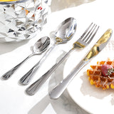 Silver Creative Pineapple-Shaped 410 Stainless Steel 24-Piece Cutlery Set - Elegant 6-Person Dining Gift Set - Side View