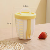 2 Pcs Yellow Portable Leakproof Fruit and Salad Storage Box with Draining Function, Sealed Fresh-Keeping Bento Lunch Box with Fork, AS+PP+Silicone