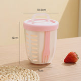 2 Pcs Pink Portable Leakproof Fruit and Salad Storage Box with Draining Function, Sealed Fresh-Keeping Bento Lunch Box with Fork, AS+PP+Silicone