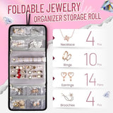 Pink 4-in-1 Travel Cosmetic Organizer Bag with Detachable Polyester Storage Boxes and Jewelry Roll, Multiple Compartments, Portable Makeup Bag - Rear View