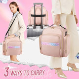 Pink 4-in-1 Travel Cosmetic Organizer Bag with Detachable Polyester Storage Boxes and Jewelry Roll, Multiple Compartments, Portable Makeup Bag - Close-Up Angle